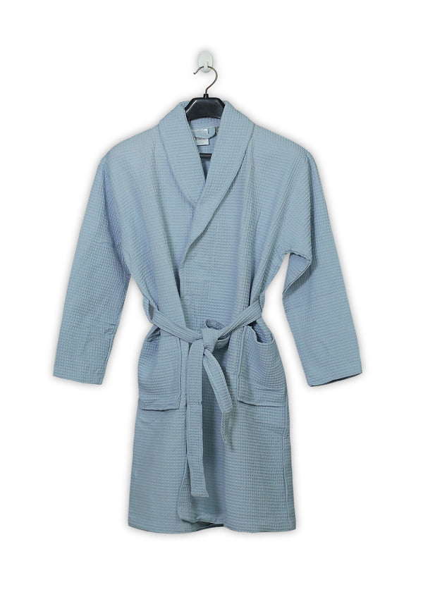 Light Blue Waffle Weave Bathrobe