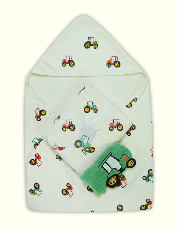 Tractor Baby Cap Towel