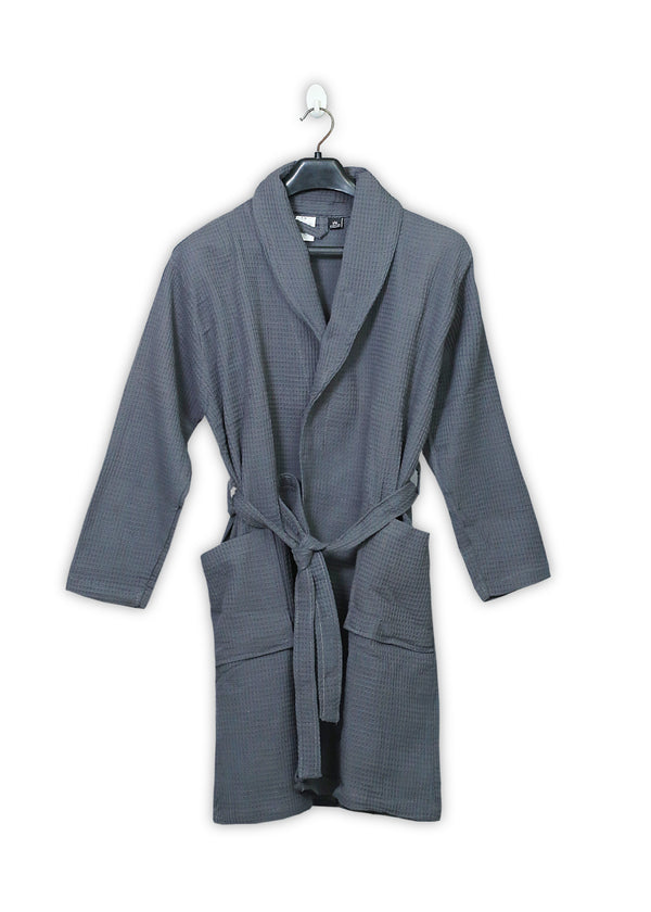 Charcoal Waffle Weave Bathrobe
