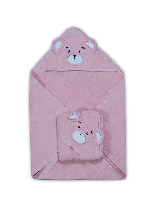 Bear Baby Cap Towel - Pink