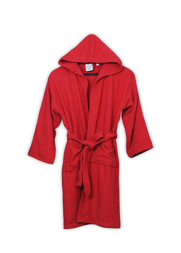 Plush Red Hooded Bathrobe