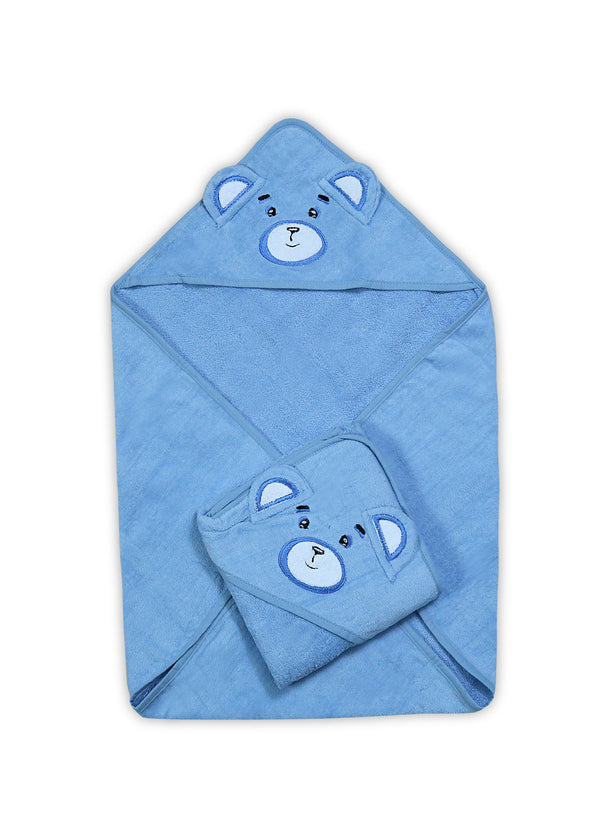 Bear Baby Cap Towel - Blue