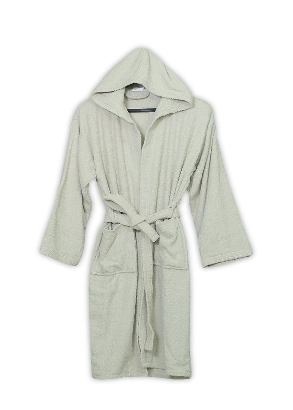 Light Beige Plush Hooded Bathrobe