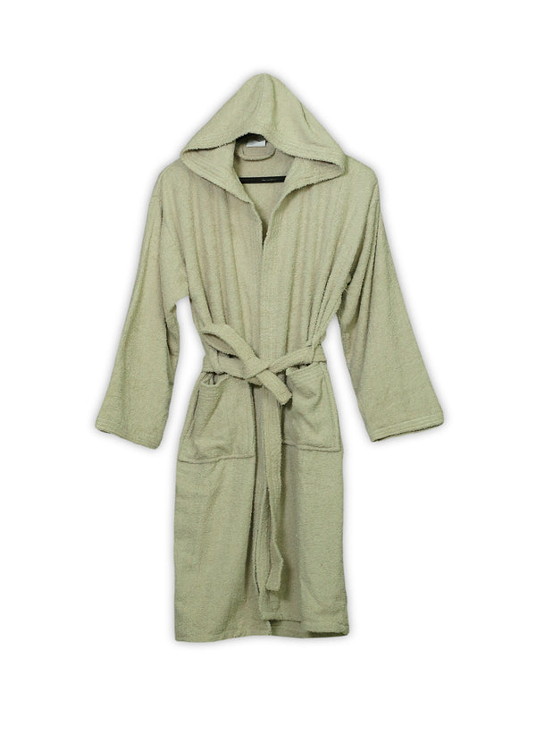 Sage Green Plush Hooded Bathrobe