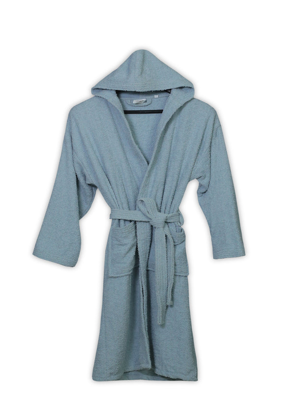 Sky Blue Plush Hooded Bathrobe