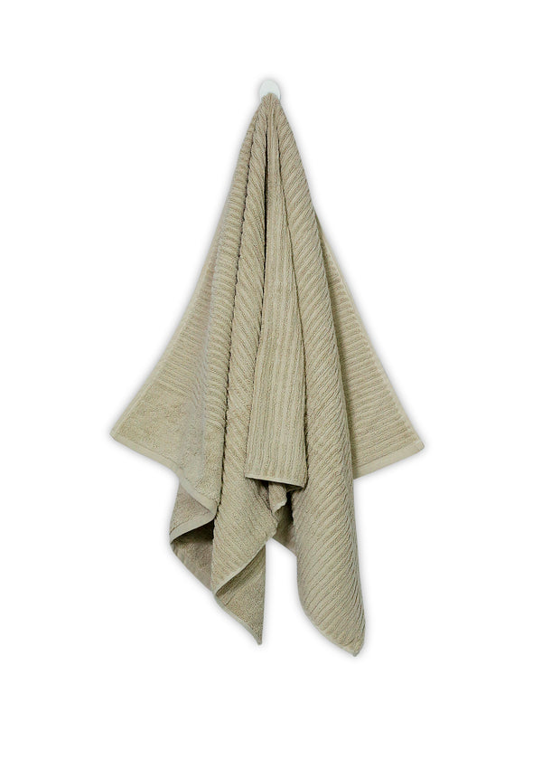 Light Beige Ribbed Bath Towel