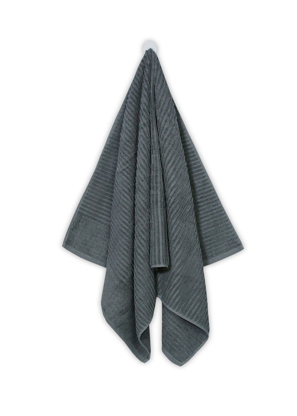 Charcoal Ribbed Bath Towel
