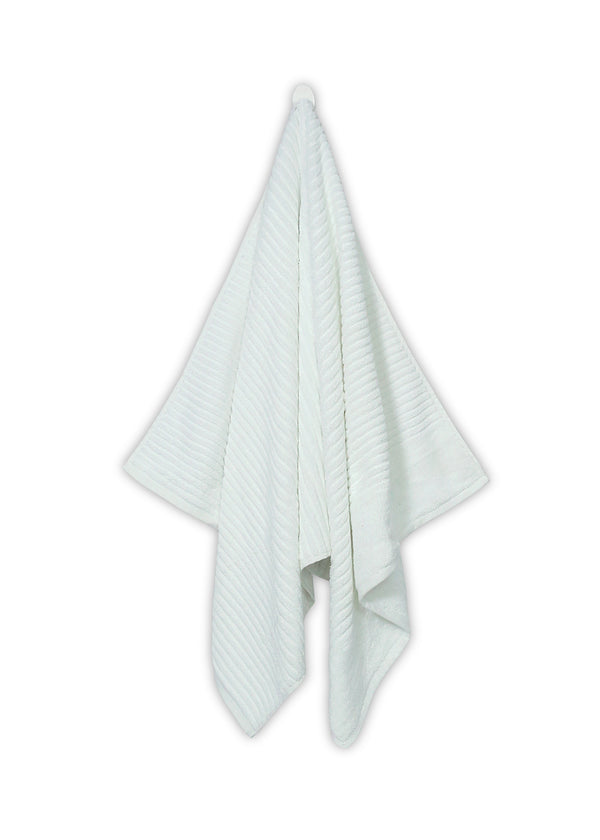 Classic White Ribbed Bath Towel