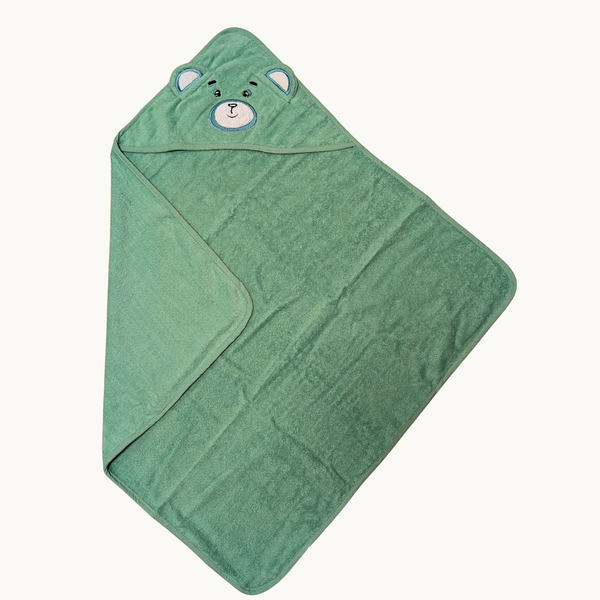 Bear Baby Cap Towel - Green