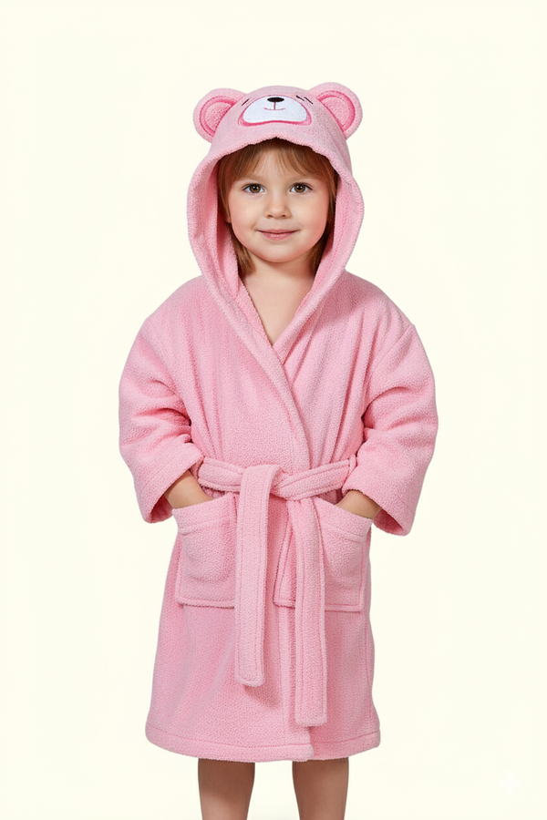 Pink Bear Kids Bathrobe